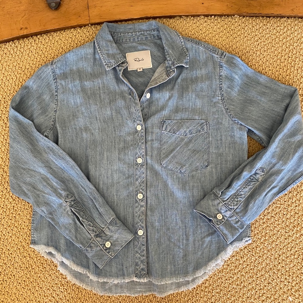 NWOT RAILS SOFT DENIM TOP SHIRT XS FRINGE